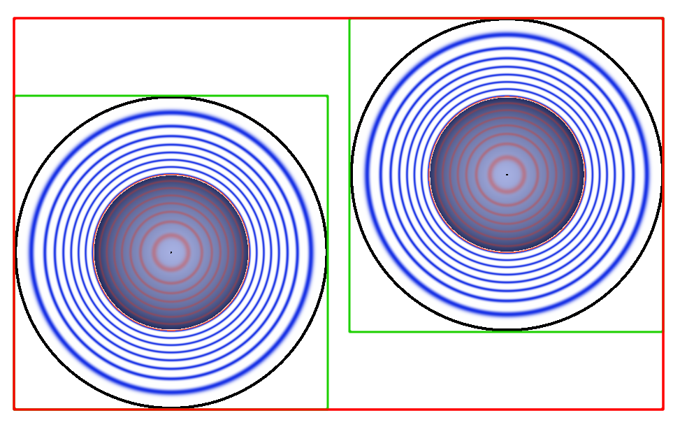 two metaballs with bbox and contour lines